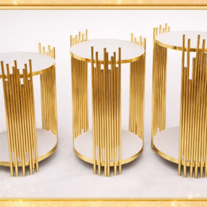 Gold Rod Pedestal Stands (Set of 3)