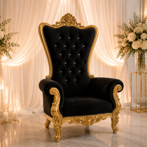 White & Silver Throne Chair